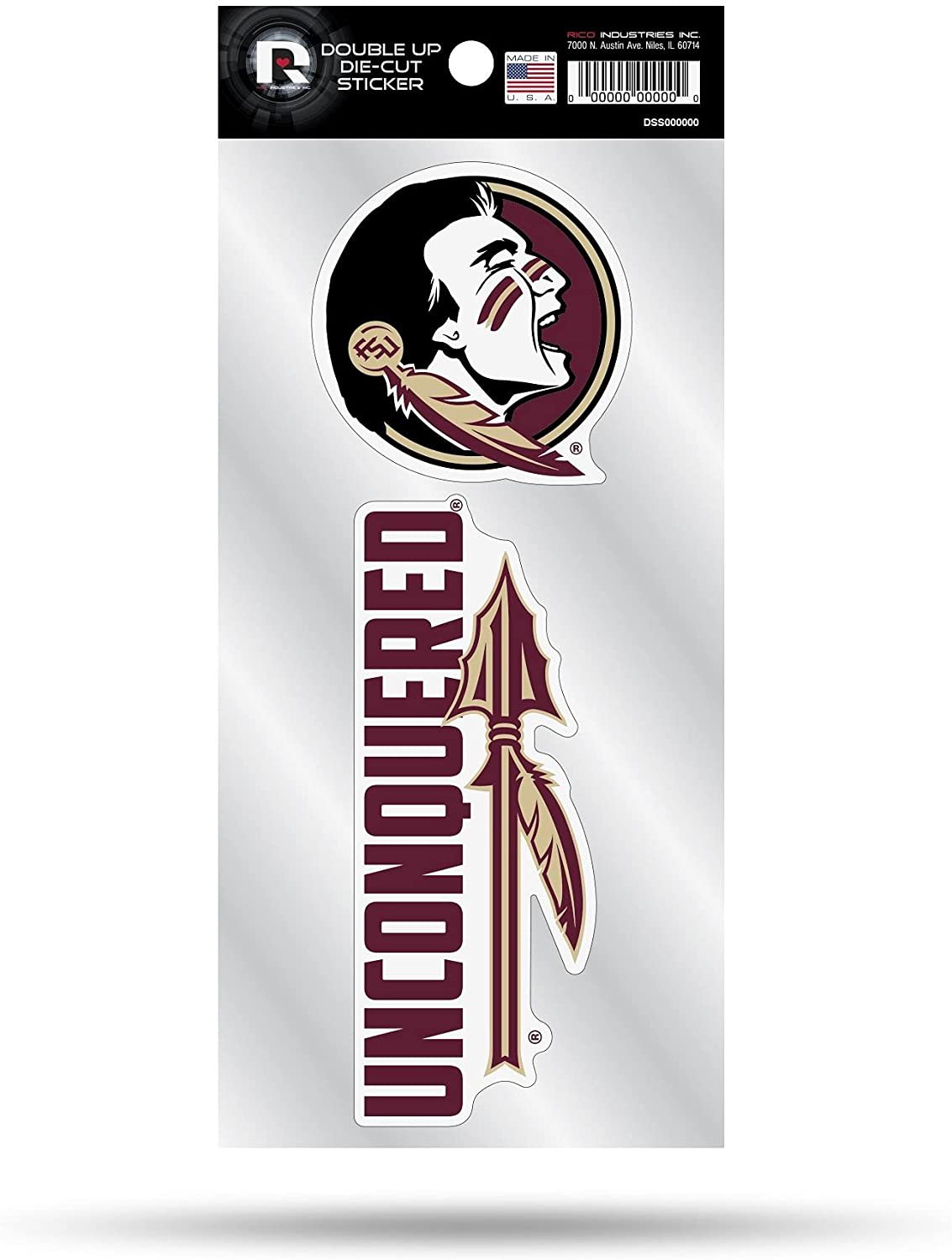 Florida State University Seminoles 2-Piece Double Up Die Cut Sticker Decal Sheet, 4x8 Inch