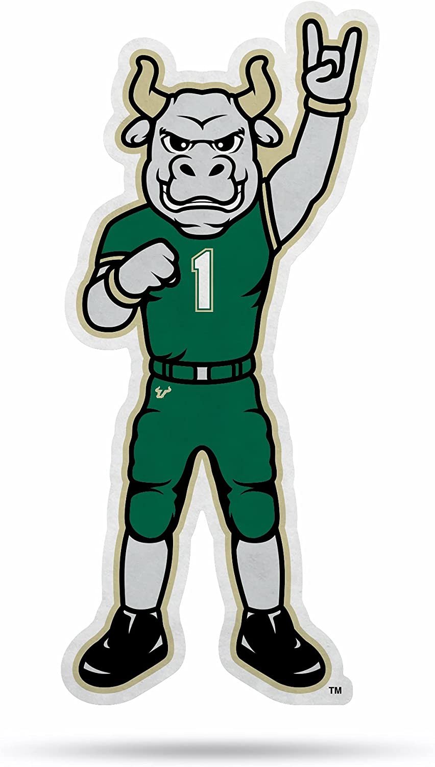 University of South Florida Bulls Shape Cut Mascot Pennant, 18 Inch - Home, Living Room, Bedroom, Mancave Decor - Soft Felt Material - Made