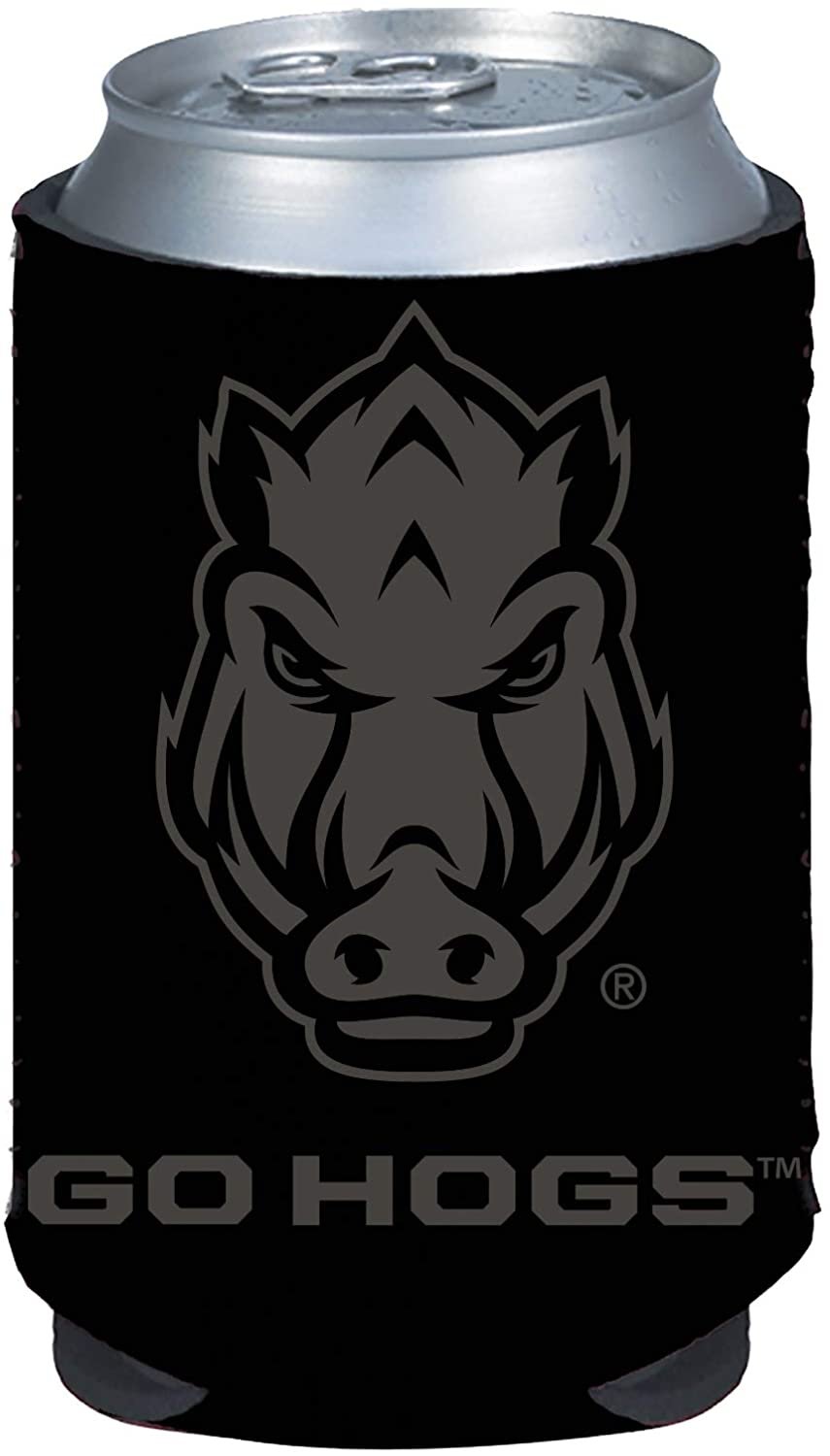Arkansas Razorbacks 2-Pack Tonal Black Design 12oz CAN Neoprene Beverage Insulator Holder Cooler University of