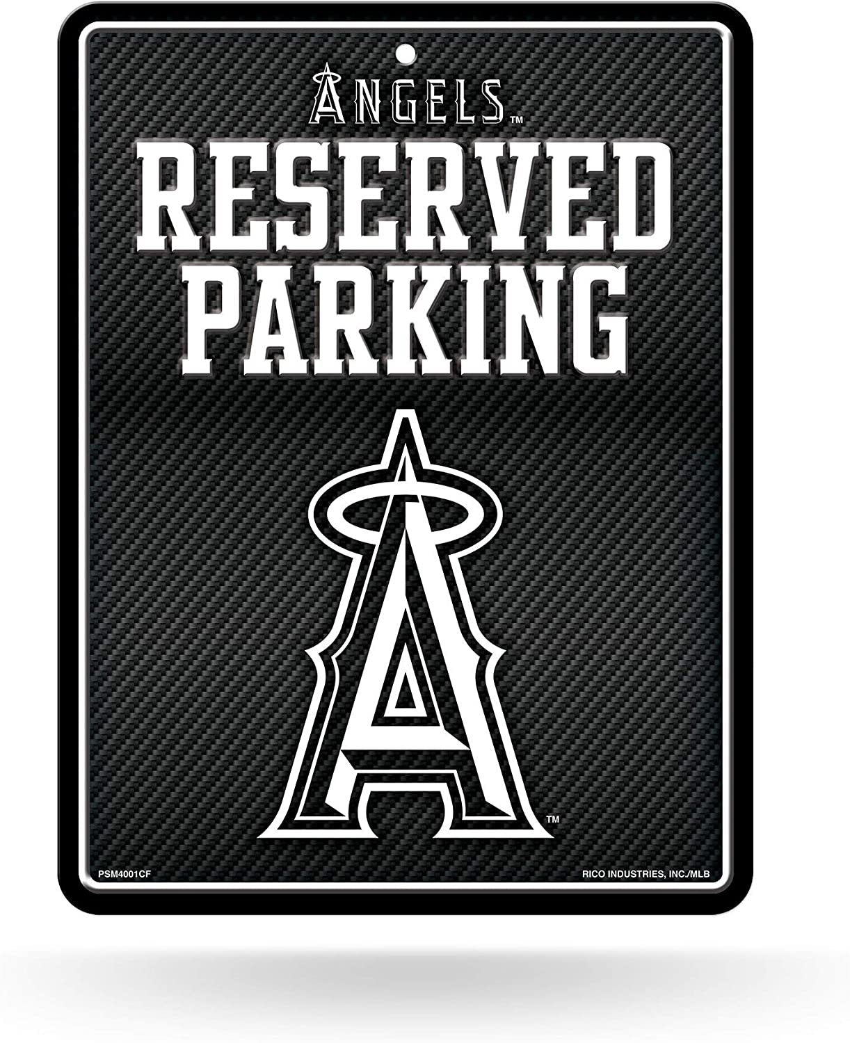 Los Angeles Angels Metal Parking Novelty Wall Sign 8.5 x 11 Inch Carbon Fiber Design