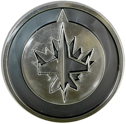 Winnipeg Jets Molded Plastic Auto Emblem, Silver Chrome Color, Raised, Adhesive Tape Backing