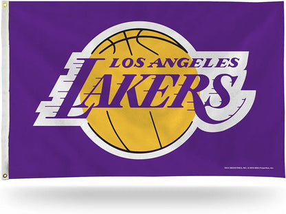 Los Angeles Lakers Premium 3x5 Feet Flag Banner, Purple Design, Metal Grommets, Outdoor Use, Single Sided
