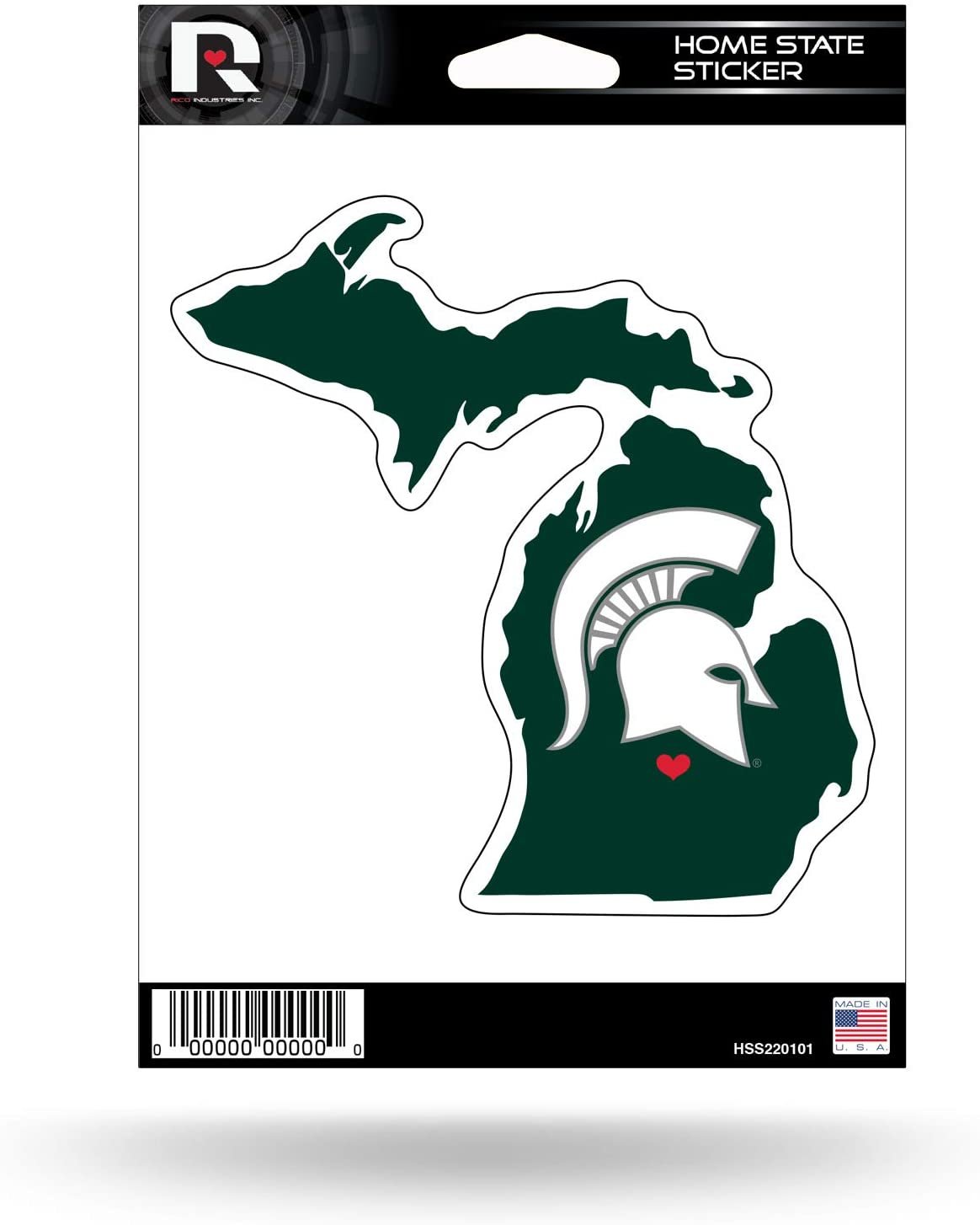 Michigan State University Spartans 5 Inch Sticker Decal, Home State Design, Flat Vinyl, Full Adhesive Backing