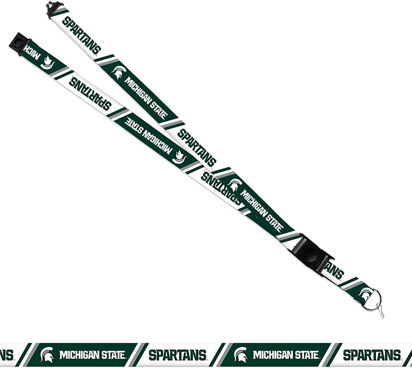 Michigan State University Spartans Lanyard Keychain Double Sided 18 Inch Button Clip Safety Breakaway