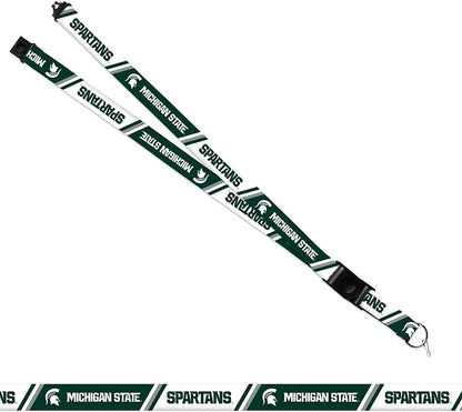 Michigan State University Spartans Lanyard Keychain Double Sided 18 Inch Button Clip Safety Breakaway
