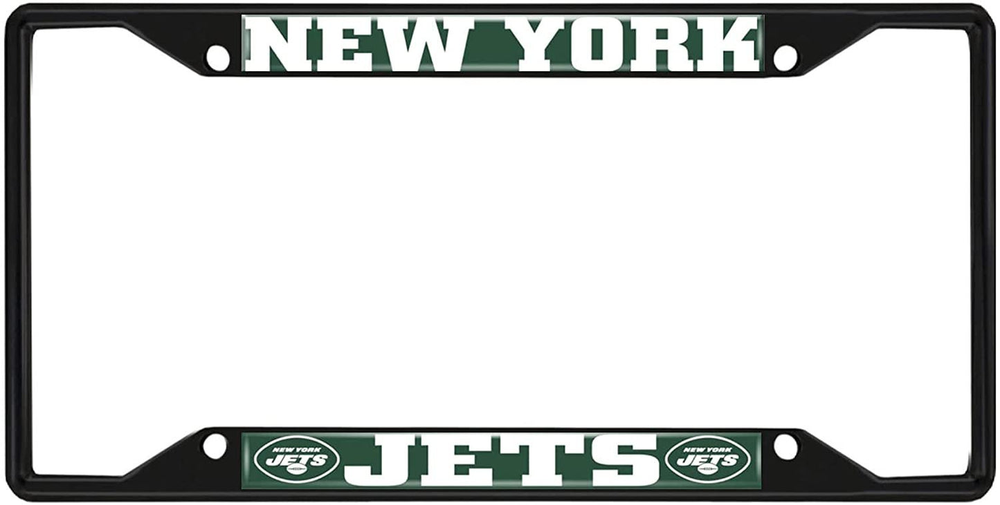 New York Jets Black Metal License Plate Frame Tag Cover, 6x12 Inch