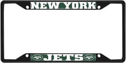 New York Jets Black Metal License Plate Frame Tag Cover, 6x12 Inch