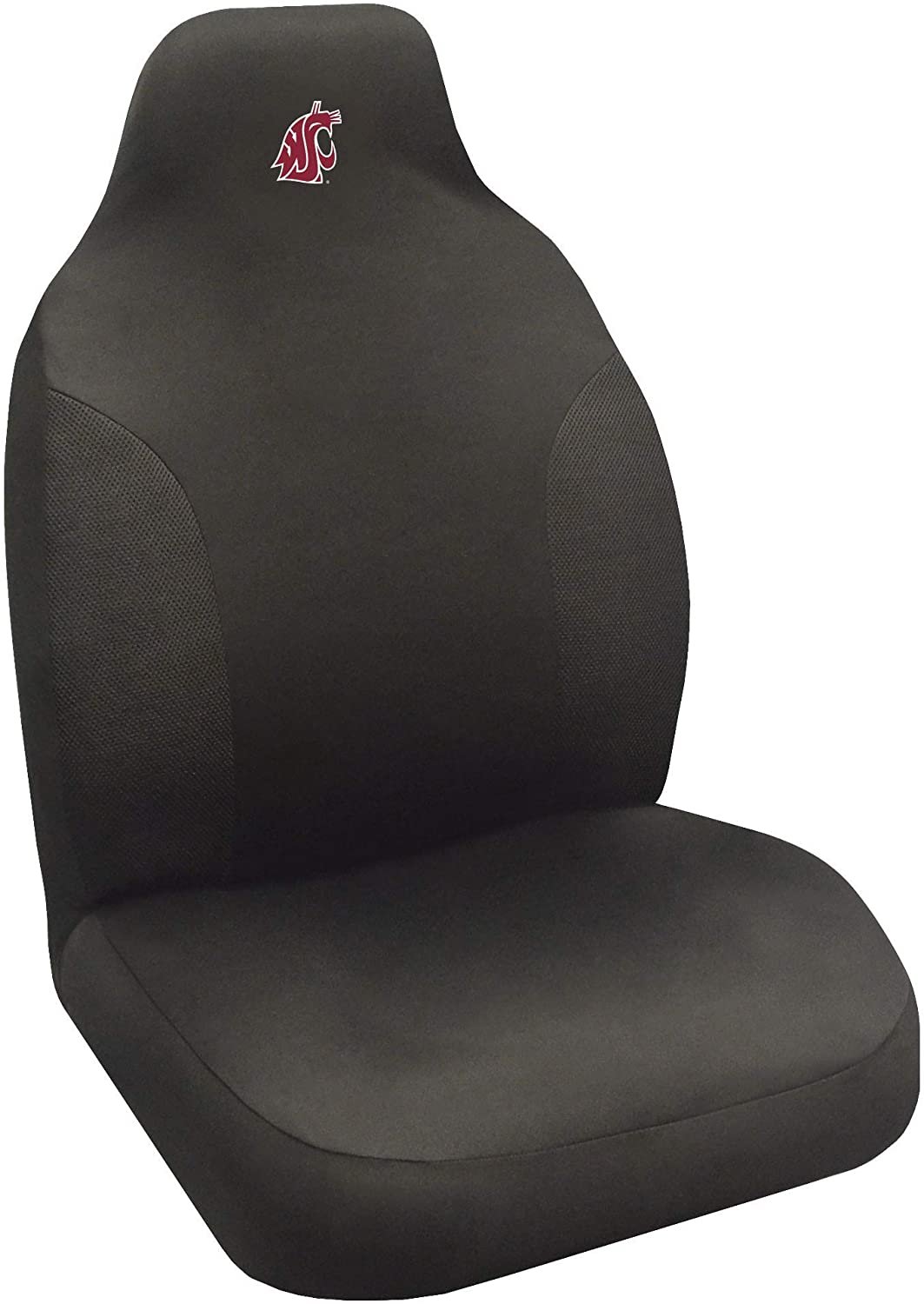 Washington State University Cougars Premium Embroidered Black Auto Bucket Seat Cover, 48x20 Inch, Elastic