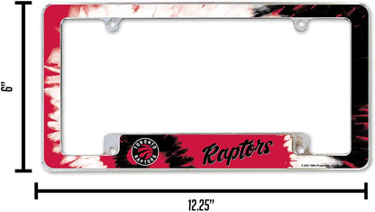 Toronto Raptors Metal License Plate Frame Chrome Tag Cover Tie Dye Design 6x12 Inch