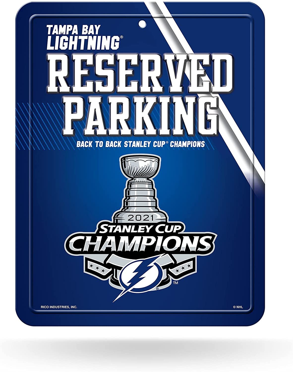 Tampa Bay Lightning 2021 Stanley Cup Champions Metal Wall Parking Sign, 8.5x11 Inch, Primary Design, Great for Man Cave, Bed Room, Office, Home Decor