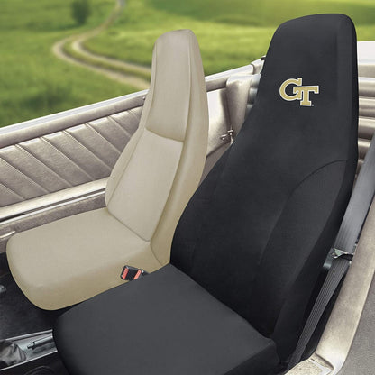 Georgia Tech University Yellow Jackets Premium Embroidered Black Auto Bucket Seat Cover, 48x20 Inch, Elastic