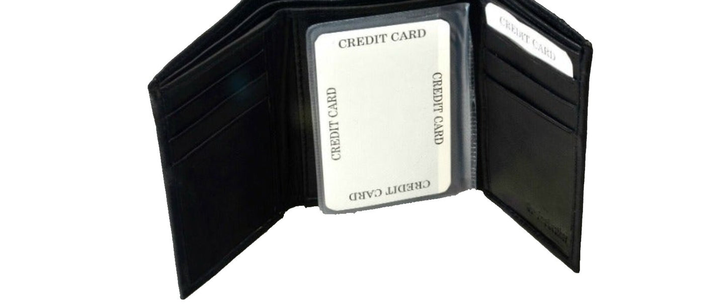Dallas Cowboys Premium Black Leather Wallet, Trifold, Embossed Laser Engraved