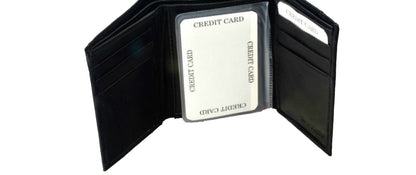 Dallas Cowboys Premium Black Leather Wallet, Trifold, Embossed Laser Engraved