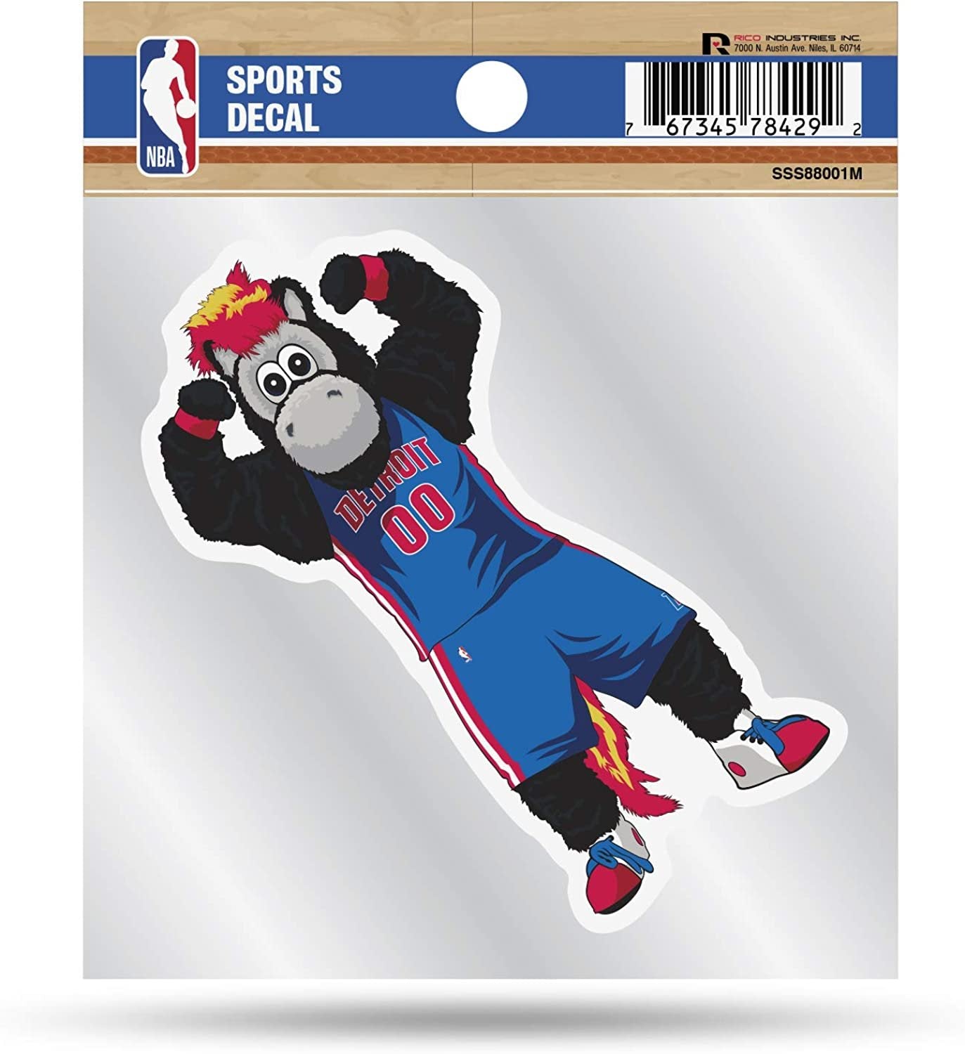 Detroit Pistons 4x4 Decal Sticker Mascot Logo Premium with Clear Backing Flat Vinyl Auto Home NBA
