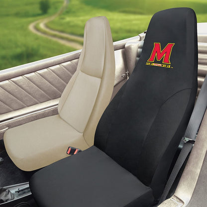 University of Maryland Terrapins Premium Embroidered Black Auto Bucket Seat Cover, 48x20 Inch, Elastic
