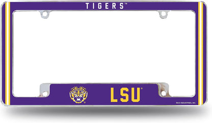 Louisiana State University Tigers LSU Metal License Plate Frame Chrome Tag Cover Alternate Design 6x12 Inch