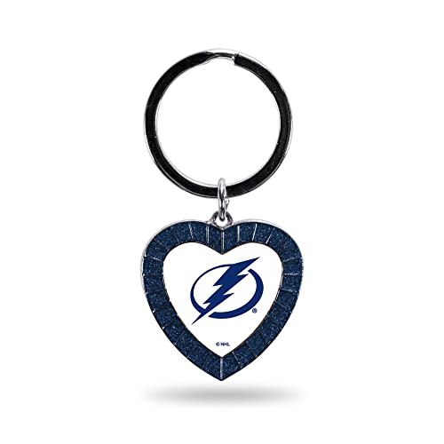 Tampa Bay Lightning Colored Rhinestone Heart Keychain - Navy