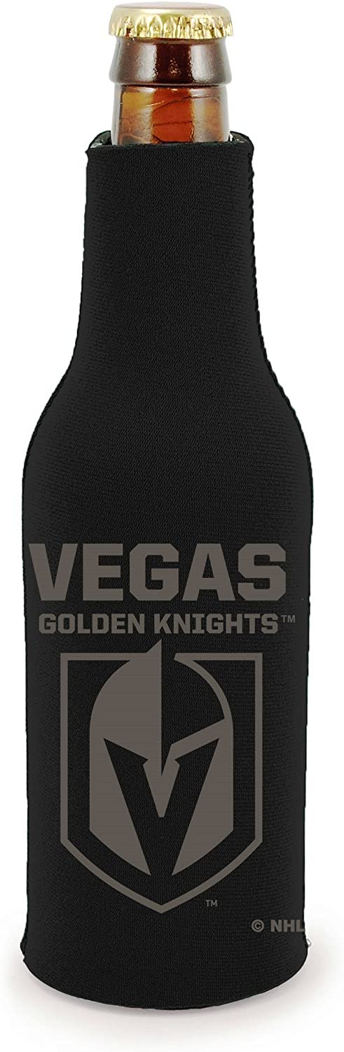 Vegas Golden Knights Pair of 16oz Drink Zipper Bottle Cooler Insulated Neoprene Beverage Holder, Tonal Design