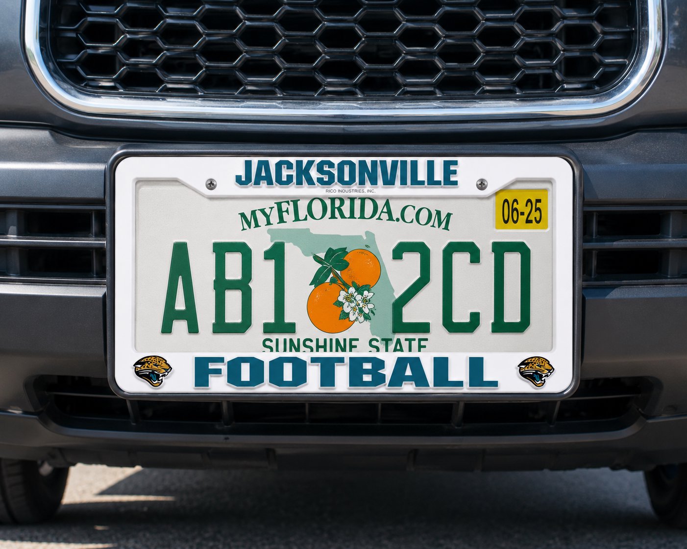 Jacksonville Jaguars License Plate Frame Tag Cover, White Plastic, 12x6 Inch, Officially Licensed