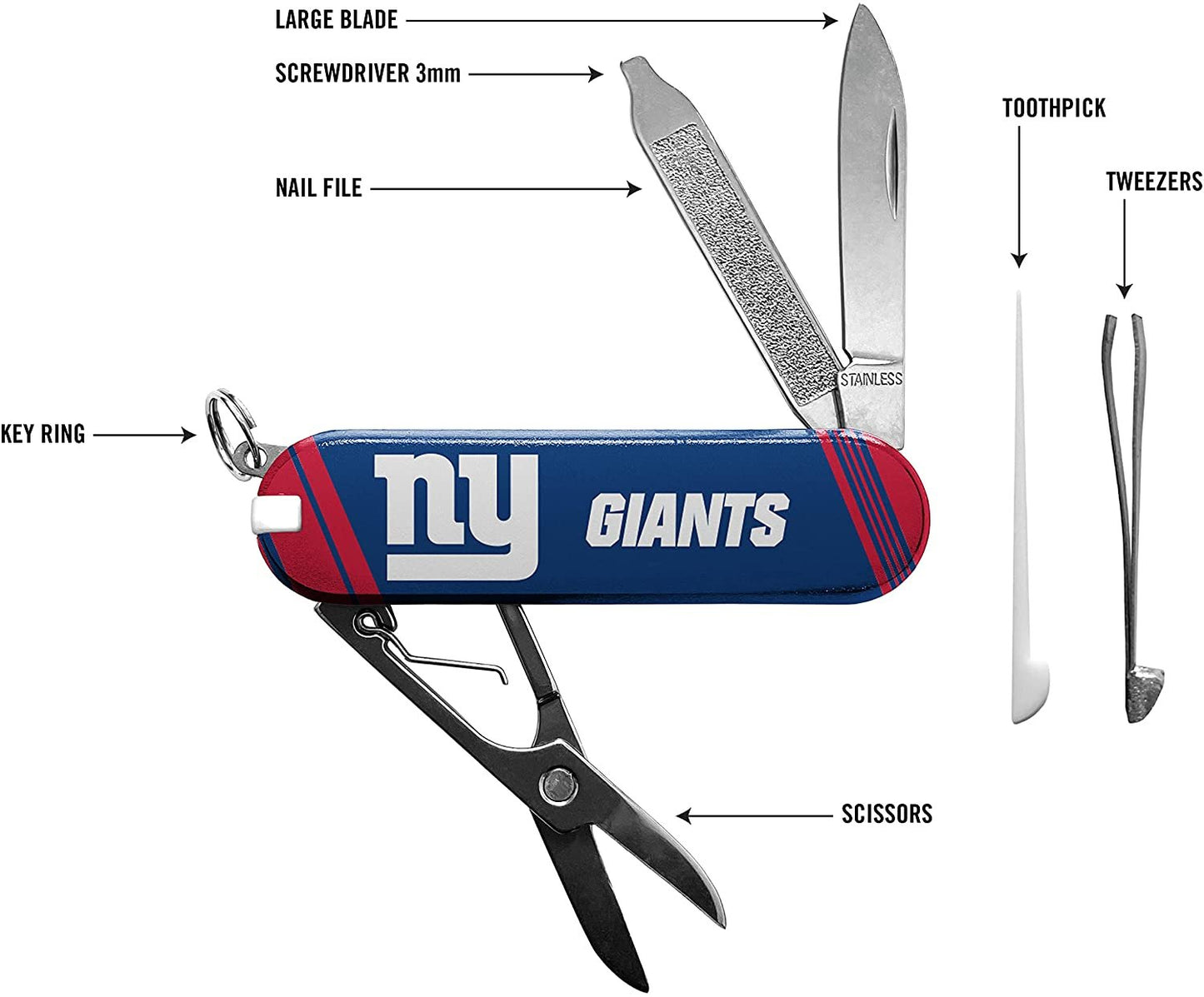 New York Giants Premium 7-Piece Multi Tool, Essential Pocket Utility Knife
