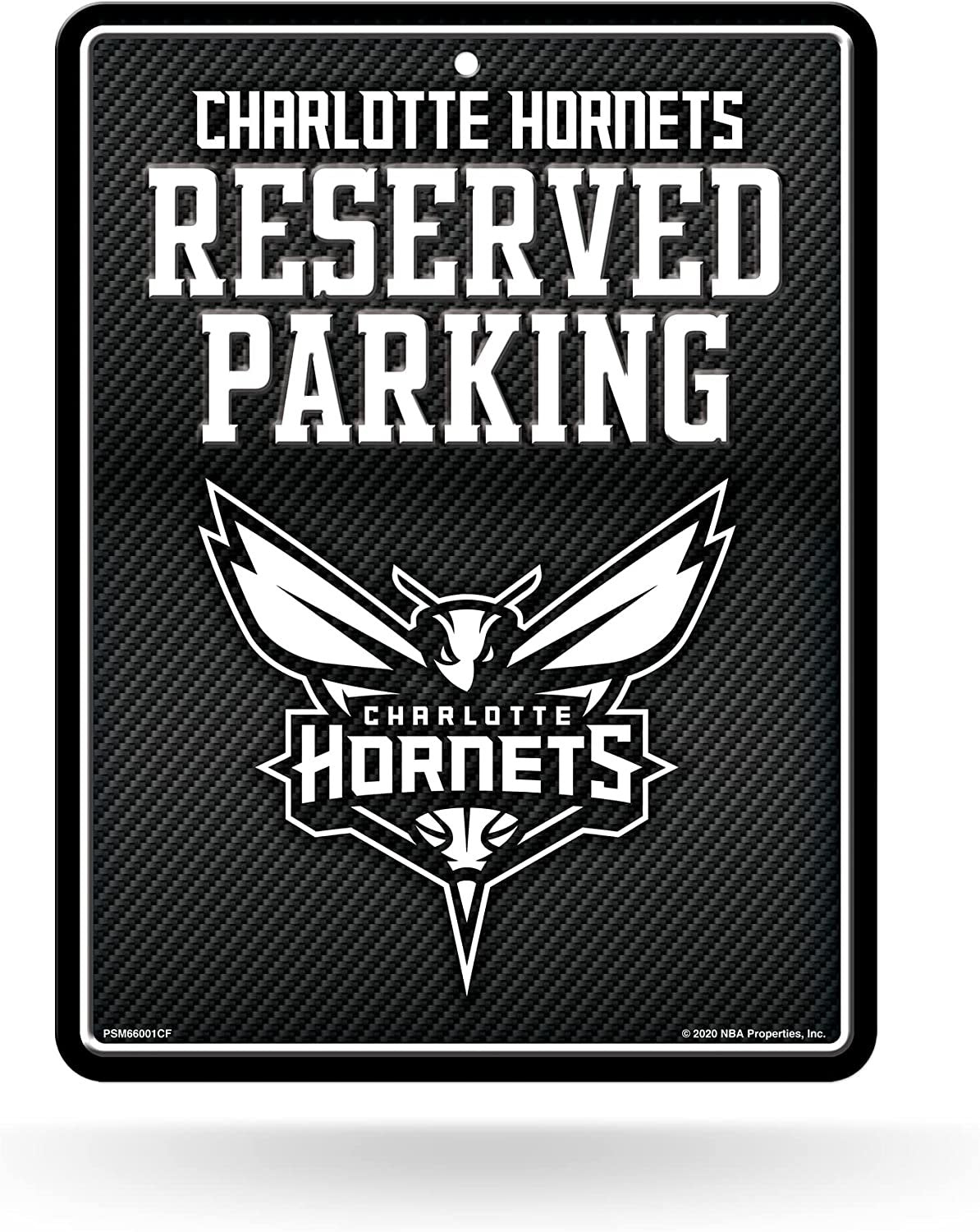 Charlotte Hornets Metal Parking Novelty Wall Sign 8.5 x 11 Inch Carbon Fiber Design