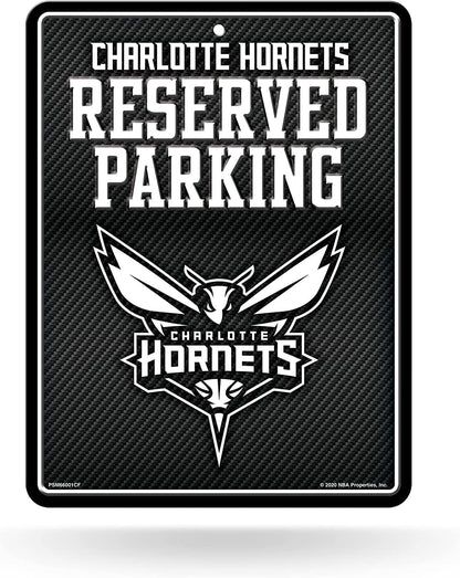 Charlotte Hornets Metal Parking Novelty Wall Sign 8.5 x 11 Inch Carbon Fiber Design