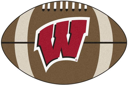 University of Wisconsin Badgers Floor Mat Area Rug, 20x32 Inch, Non-Skid Backing, Football Design