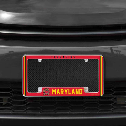 University of Maryland Terrapins Metal License Plate Frame Chrome Tag Cover, Alternate Design, 6x12 Inch