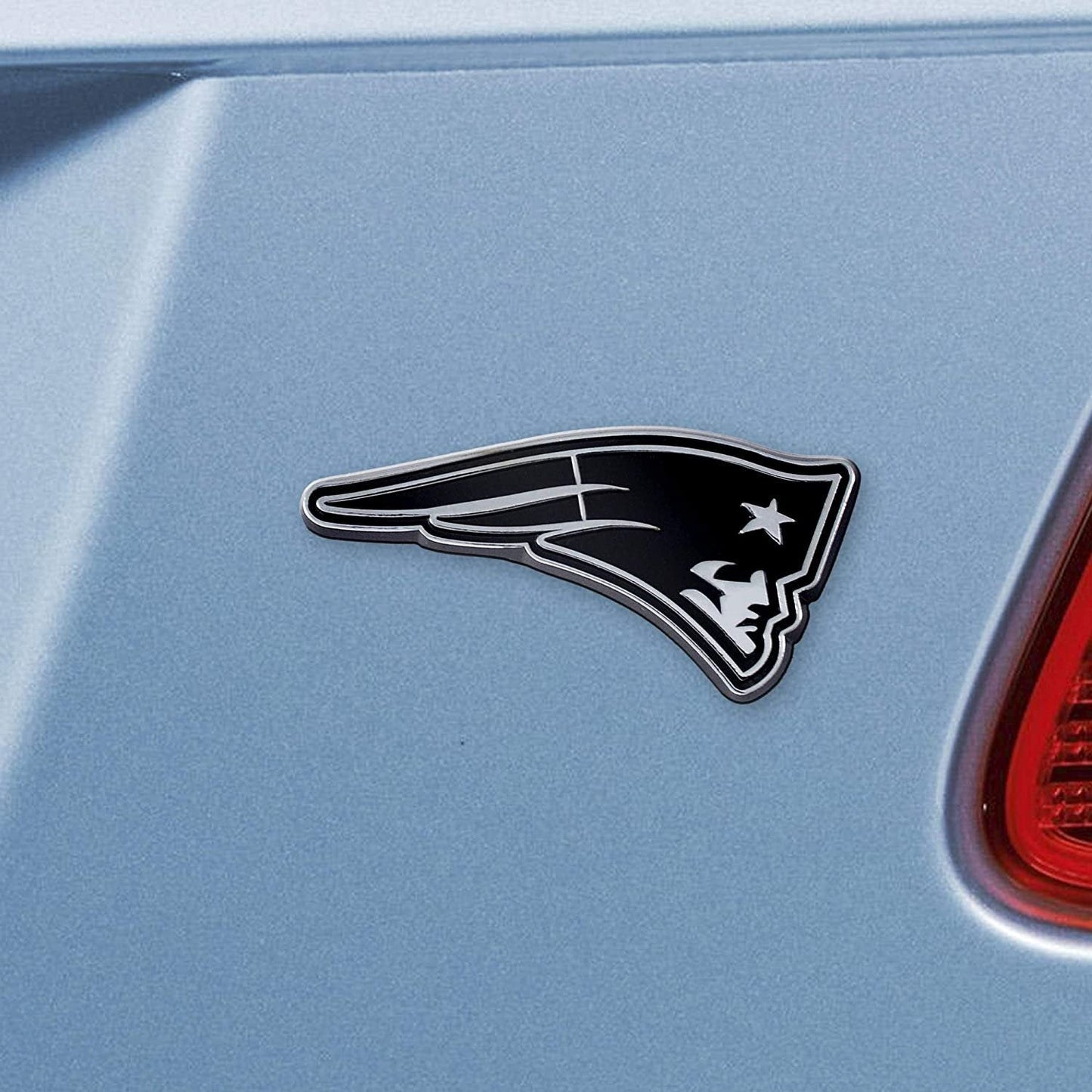New England Patriots Premium Solid Metal Raised Auto Emblem Shape Cut Adhesive Backing, Officially Licensed