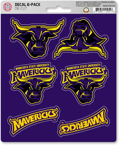 Minnesota State University Mankato Mavericks 6-Piece Decal Sticker Set, 5x6 Inch Sheet, Gift for football fans for any hard surfaces around home, automotive, personal items