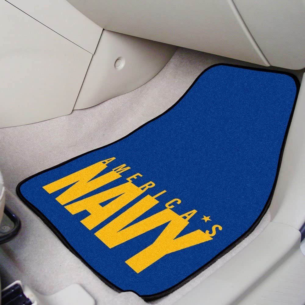 United States Navy Military Front Floor Mats, Carpet Car Set, 18x27 Inch, Nylon, Set of 2