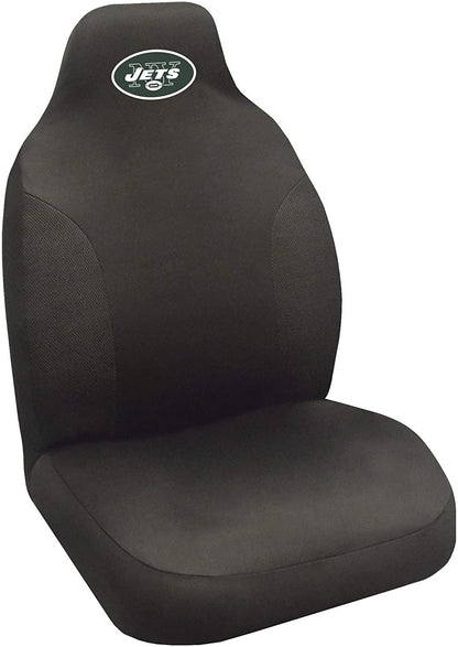 New York Jets Premium Embroidered Black Auto Bucket Seat Cover, 48x20 Inch, Elastic