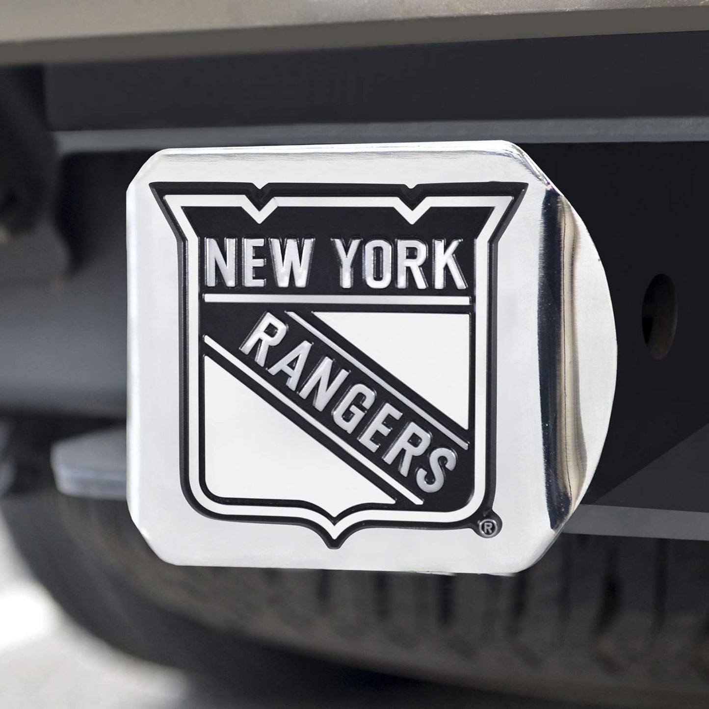 New York Rangers Hitch Cover Solid Metal with Chrome Metal Emblem 2" Square Type III