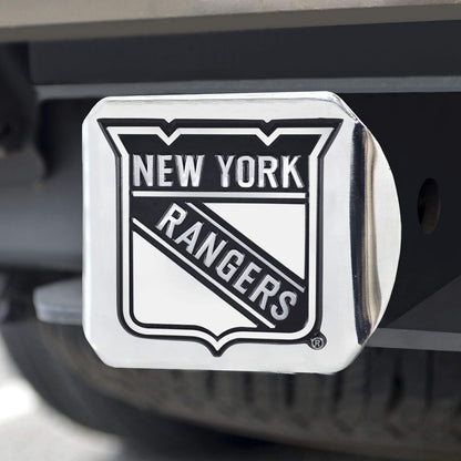 New York Rangers Hitch Cover Solid Metal with Chrome Metal Emblem 2" Square Type III