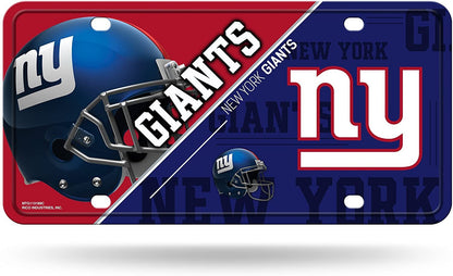 New York Giants Metal Auto Tag License Plate, Split Design, 6x12 Inch
