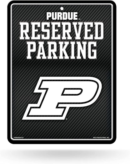Purdue University Boilermakers Metal Parking Novelty Wall Sign 8.5 x 11 Inch Carbon Fiber Design