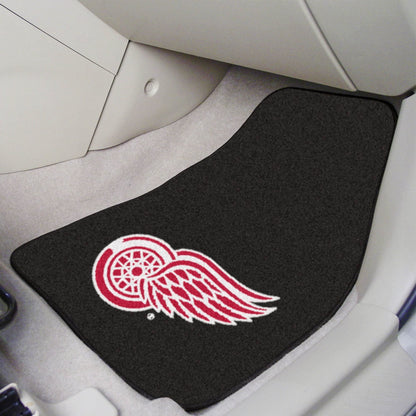 Detroit Red Wings 2-Piece Vehicle Carpet Mat Set, Front Row Automotive Floor Mats, Non-Slip Backing, 18x27 Inch Each, Black, Officially Licensed