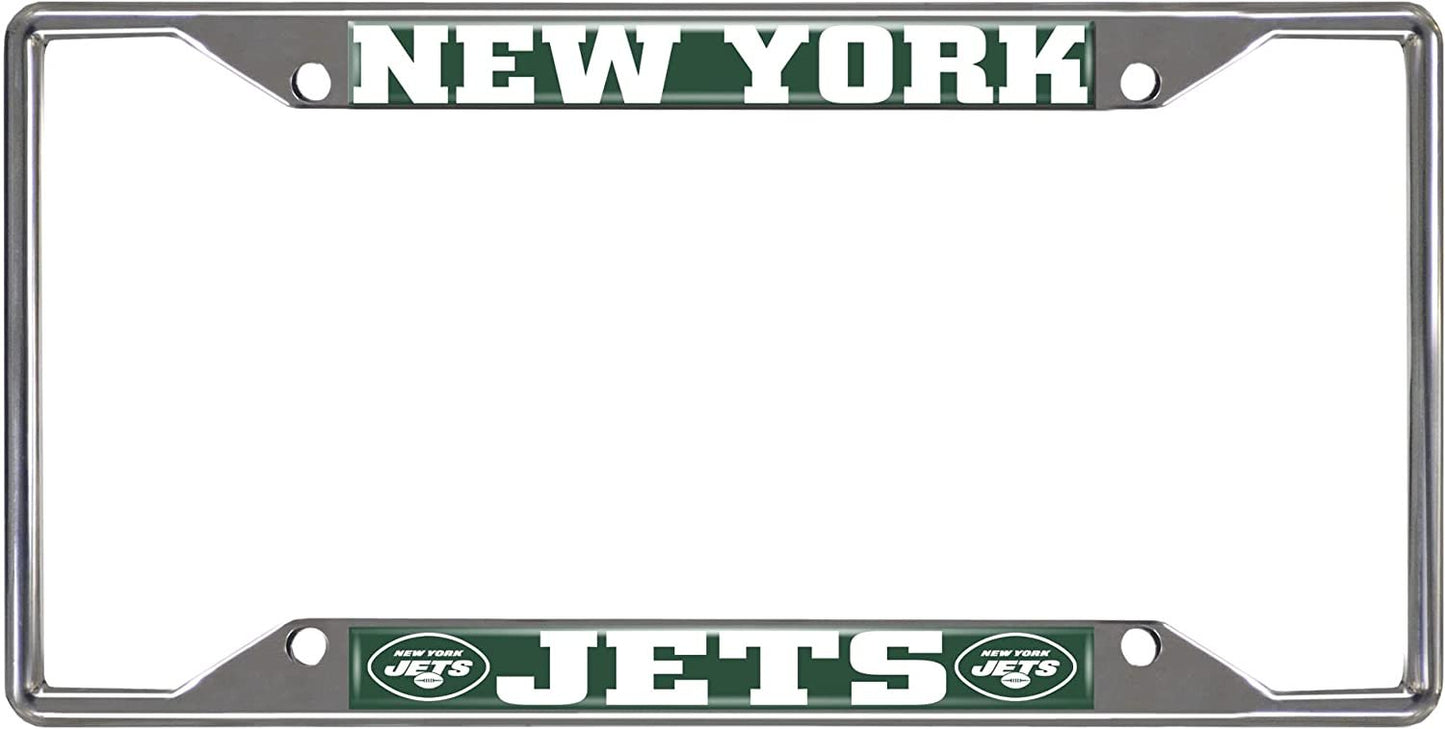 New York Jets Metal License Plate Frame Chrome Tag Cover 6x12 Inch