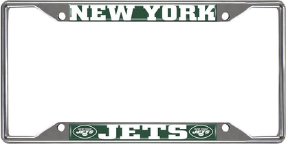New York Jets Metal License Plate Frame Chrome Tag Cover 6x12 Inch