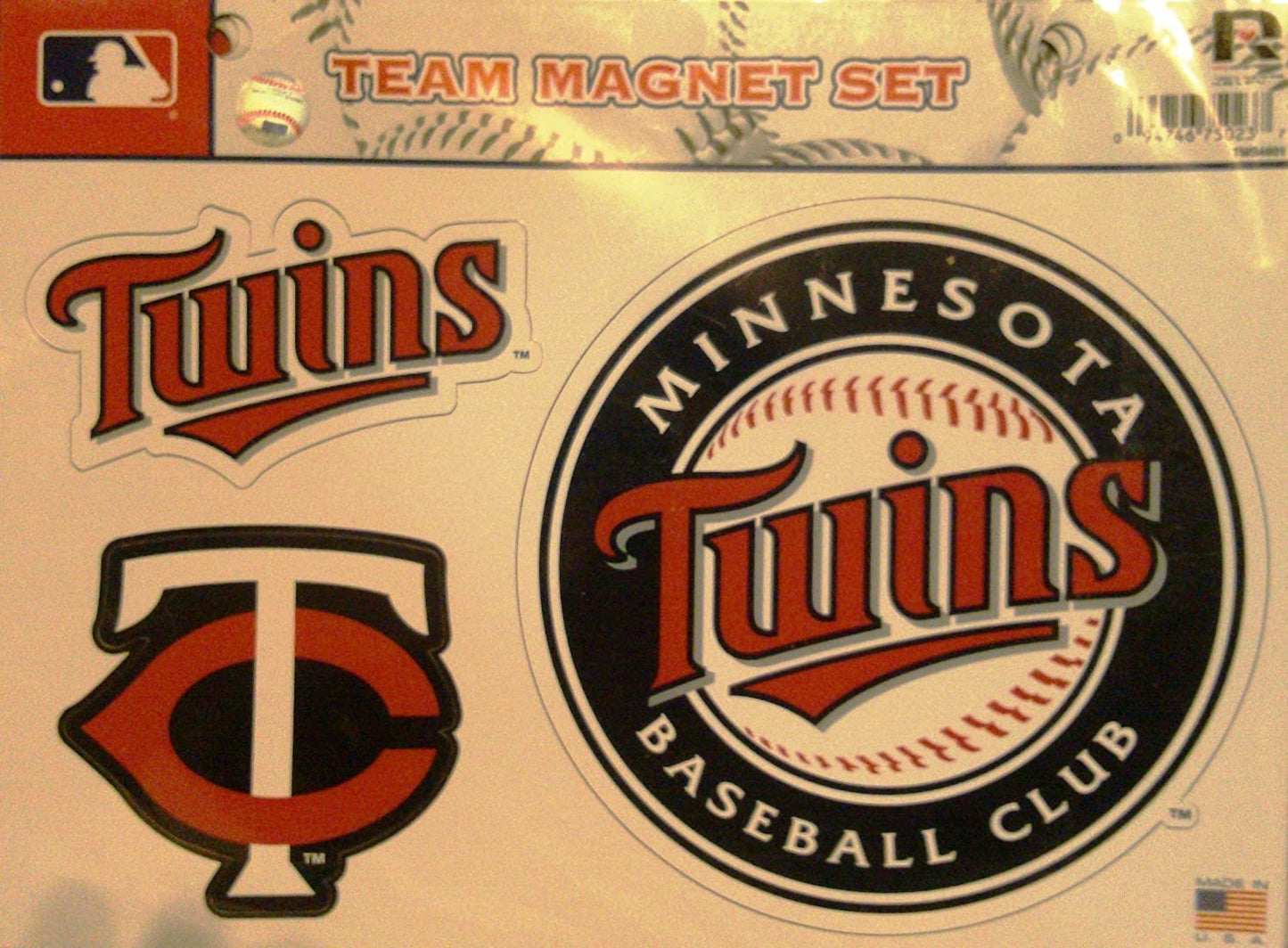 Minnesota Twins Team Magnet Set, Die Cut, 8.5x11 Inch, Heavy Duty for Home or Auto Use, Officially Licensed