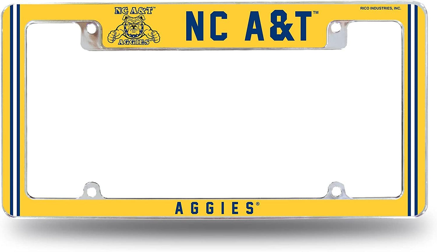 North Carolina A&T University Aggies Metal License Plate Frame Chrome Tag Cover 12x6 Inch Alternate Design