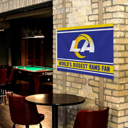 Los Angeles Rams 3x5 Feet Flag Banner, World's Biggest Fan, Metal Grommets, Single Sided, Indoor or Outdoor Use