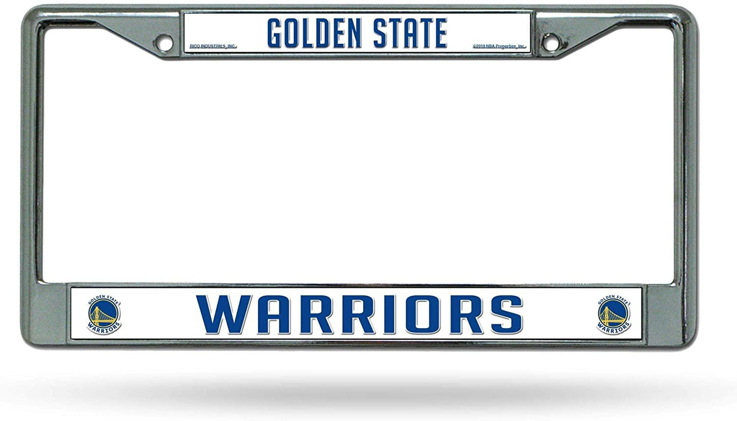 Golden State Warriors Premium Metal License Plate Frame Tag Cover, Standard Design, 12x6 inch, Pre-Drilled Holes, Officially Licensed