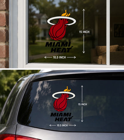 Miami Heat Jumbo Static Cling Decal Sticker, 15x10.5 Inch, Home or Auto Use, Reusuable Peel and Stick Application to any Flat Clean Surface, Officially Licensed
