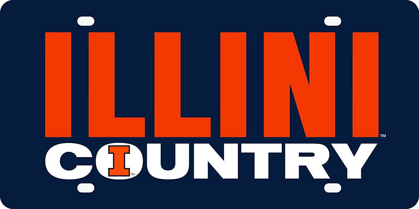 University of Illinois Illini Premium Laser Cut Tag License Plate, Country, Mirrored Acrylic Inlaid, 6x12 Inch