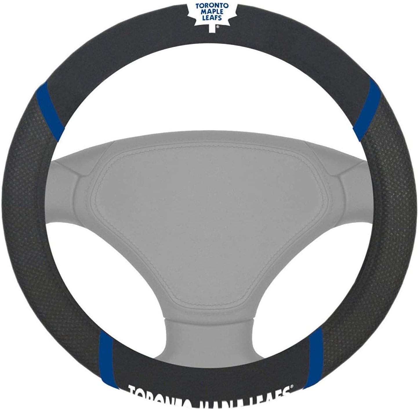 Toronto Maple Leafs Steering Wheel Cover Premium Embroidered Black 15 Inch