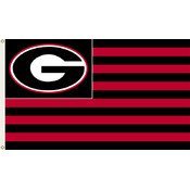 University of Georgia Bulldogs 3x5 Feet Flag Banner, Stripes Design, Metal Grommets, Outdoor Use, Single Sided