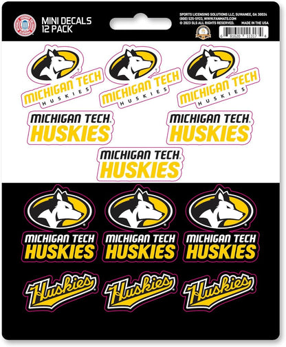 Michigan Tech University Huskies 12-Piece Mini Decal Sticker Set, 5x6 Inch Sheet, Gift for football fans for any hard surfaces around home, automotive, personal items