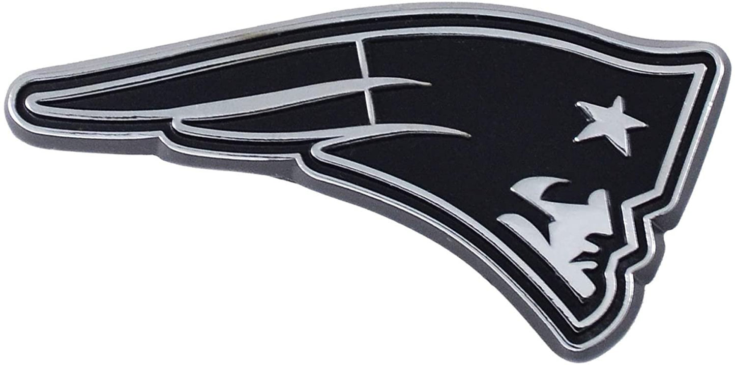 New England Patriots Premium Solid Metal Raised Auto Emblem Shape Cut Adhesive Backing, Officially Licensed