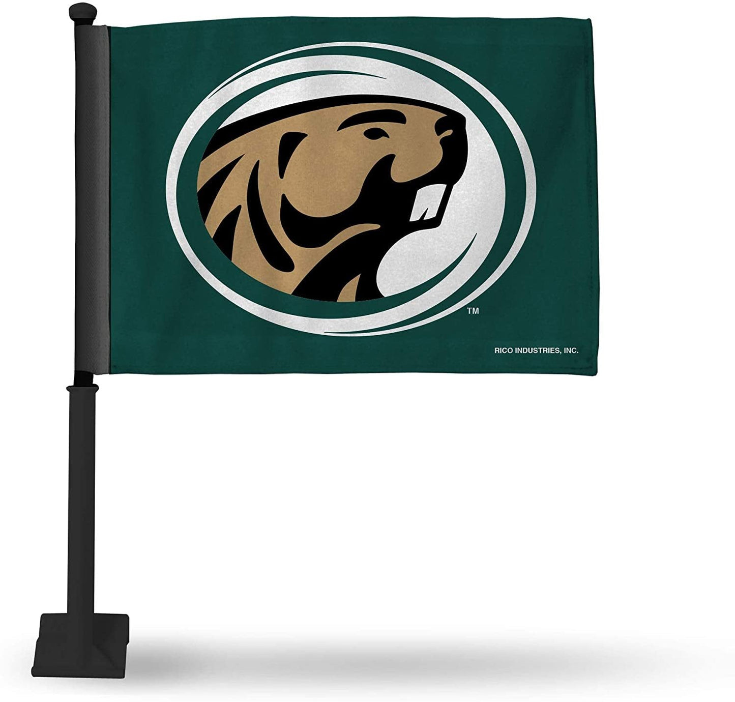 Bemidji State University Beavers Premium Double Sided Car Flag Banner, Includes Plastic Display Pole